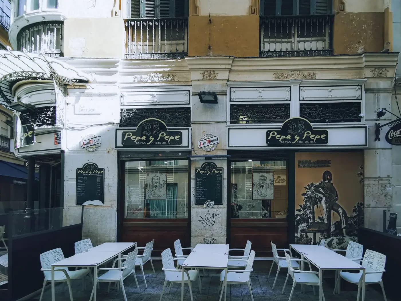 Outdoor terrace of an Andalusian tapas bar
