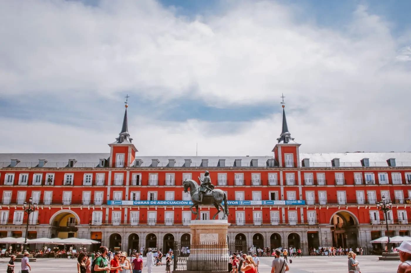 Plaza Mayor in Madrid under a clear sky