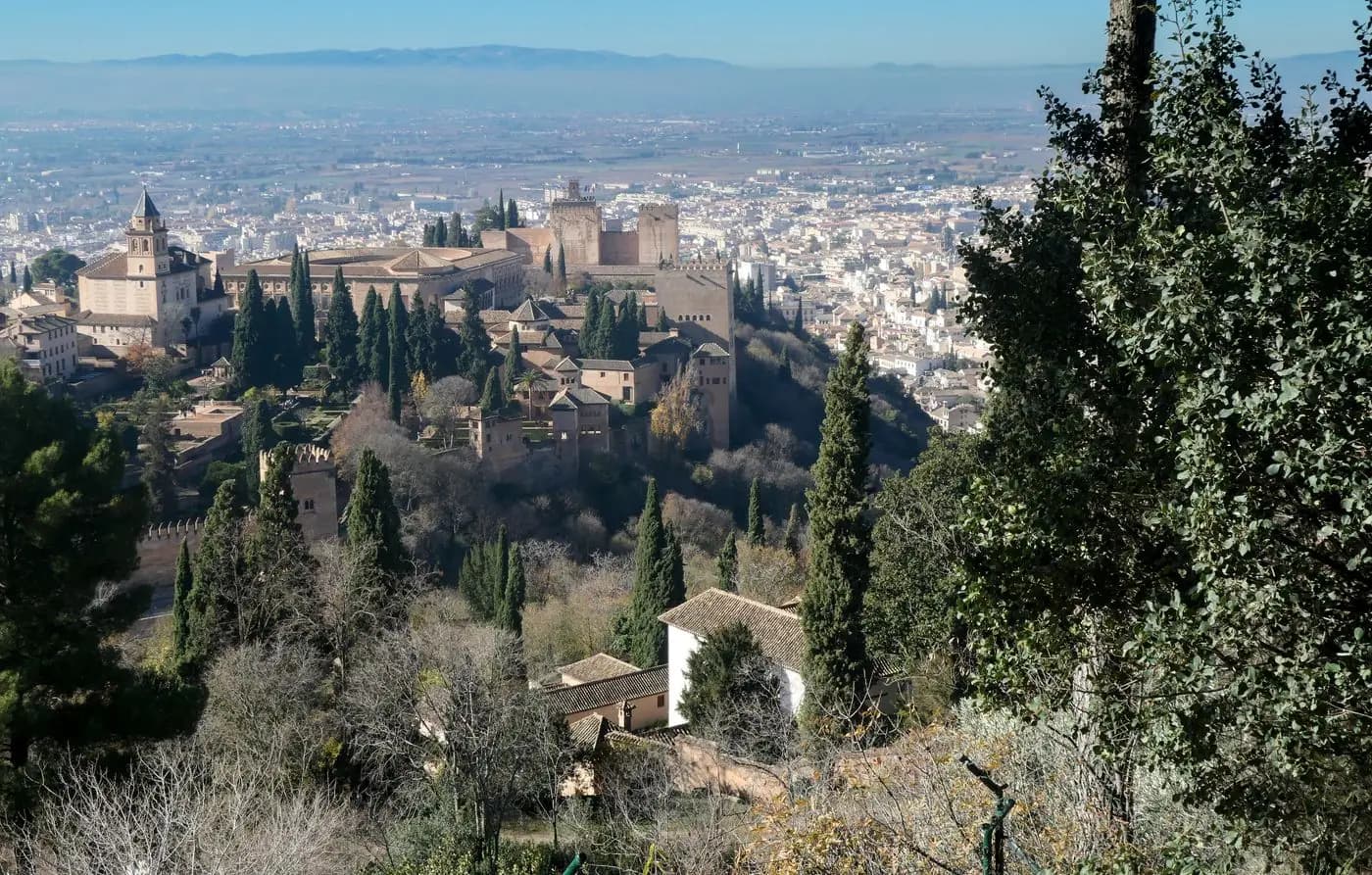 View of the Alhambra and the city of Granada, Spain