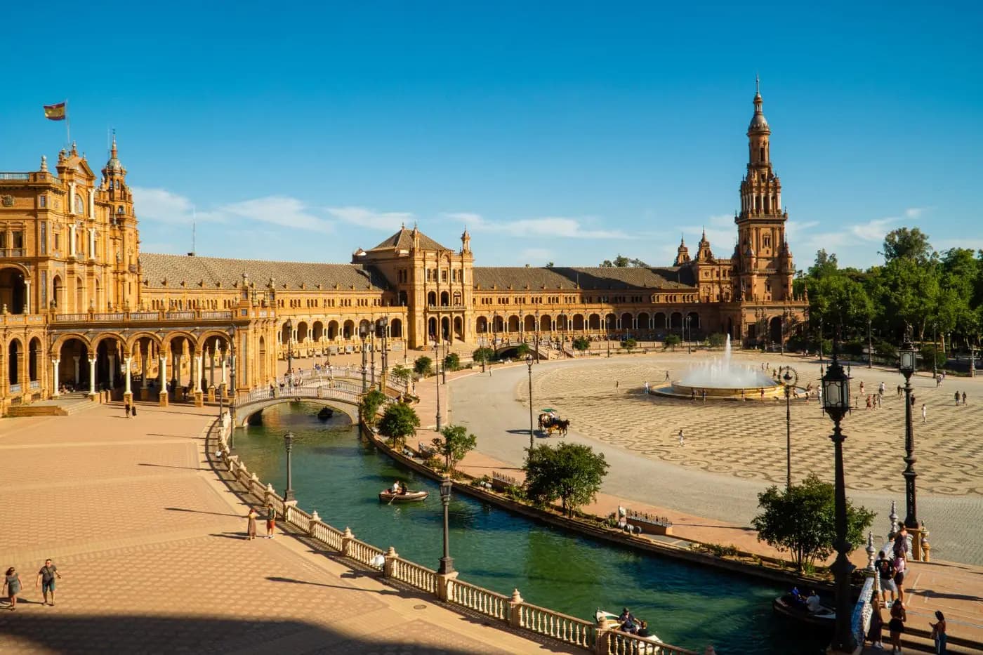 Aerial view of Plaza de España in Seville, a stop on the convention