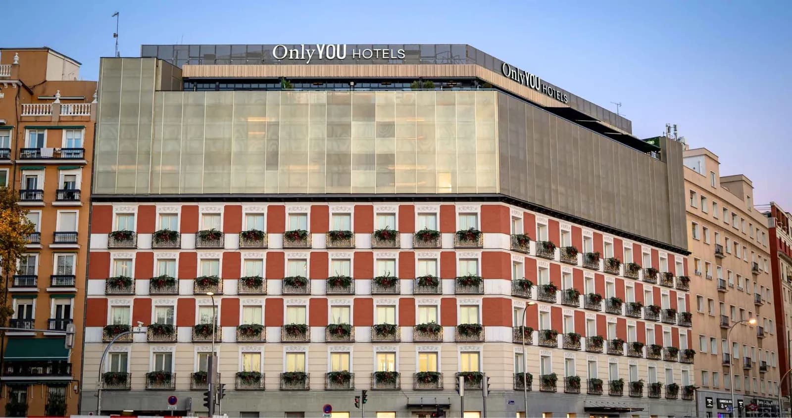 Facade of Only YOU Hotel Atocha, historic building in Madrid