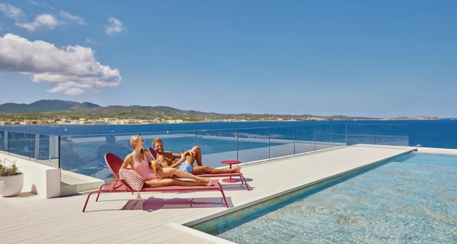 Terrace pool facing the sea at TRS Ibiza Hotel, Sant Antoni, Ibiza