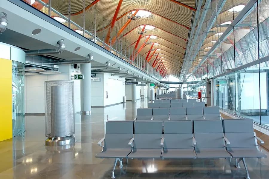 Modern interior of Madrid-Barajas airport on arrival