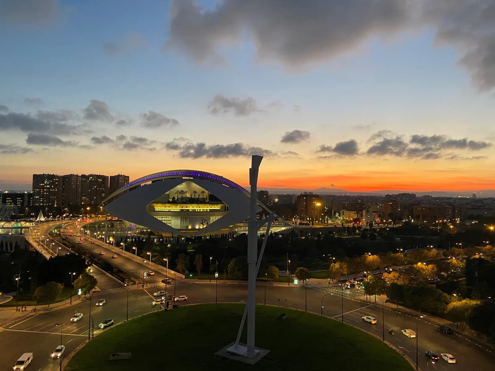 View of the City of Arts and Sciences from the 270 Grados terrace in Valencia