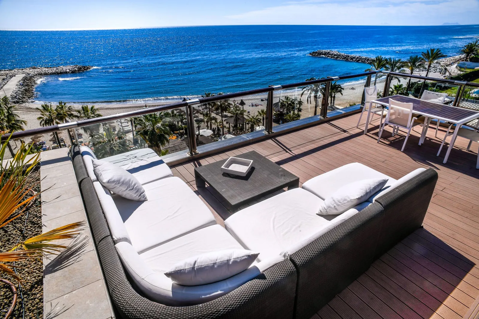 Sea-view terrace at Gran Hotel Guadalpín Banús in Marbella