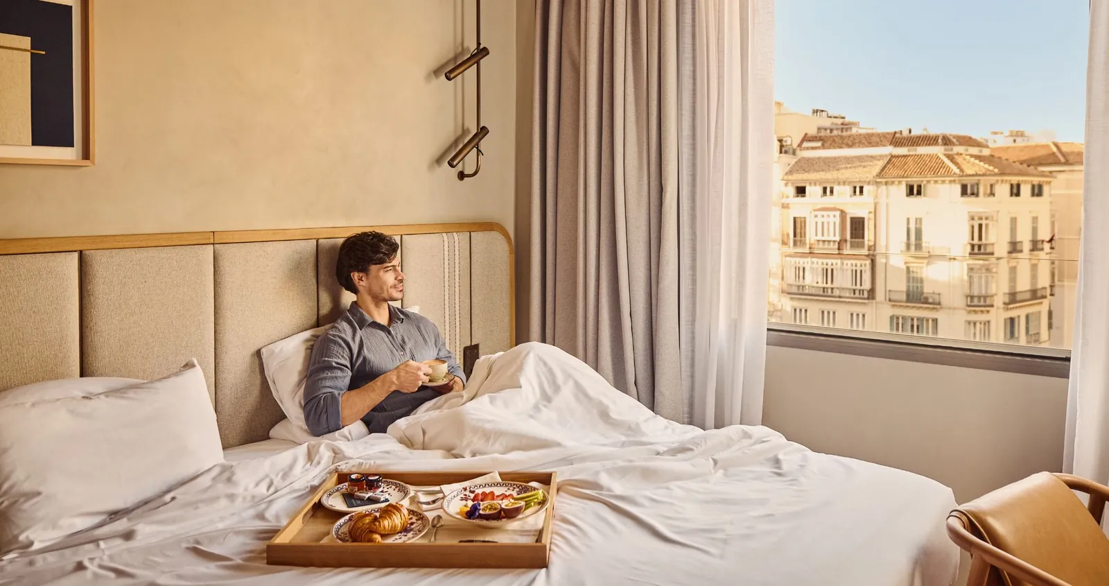 Room at Only YOU Hotel Málaga with a view of the historic centre