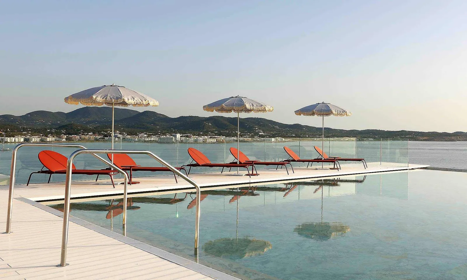 Infinity pool at TRS Ibiza Hotel overlooking Sant Antoni bay