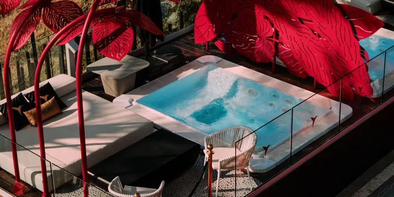Terrace jacuzzi at Ushuaïa Ibiza Beach Hotel, Ibiza