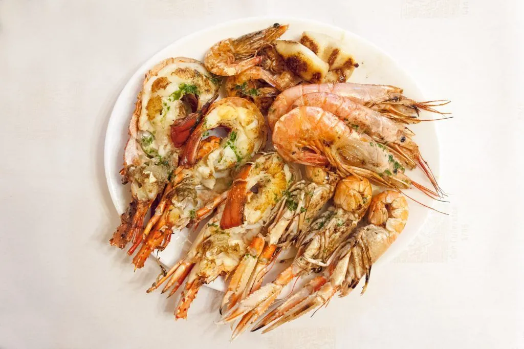 Prawns and langoustines served at Can Culleretes restaurant in Barcelona