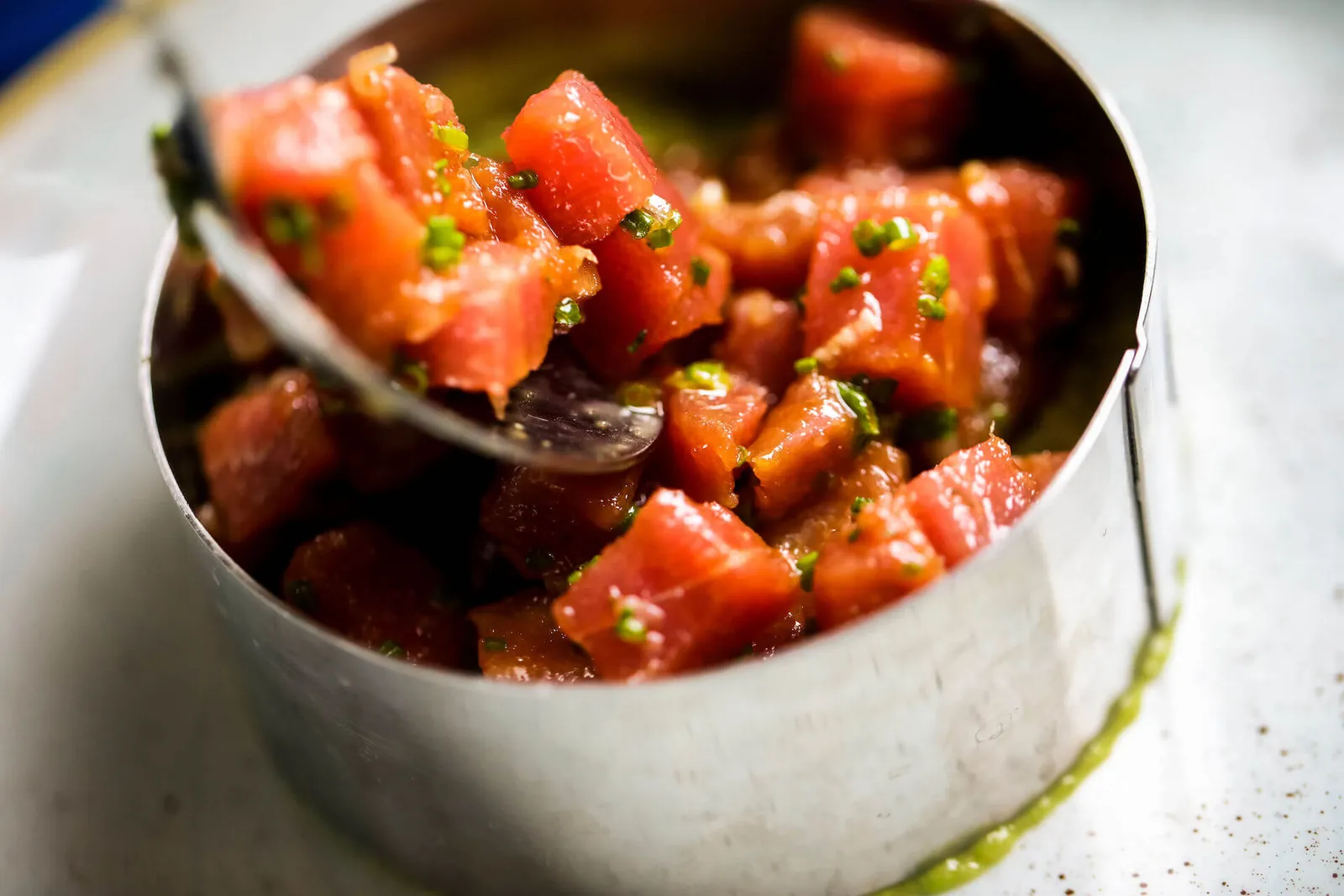 Diced tuna tartare served at Okun restaurant in Palma