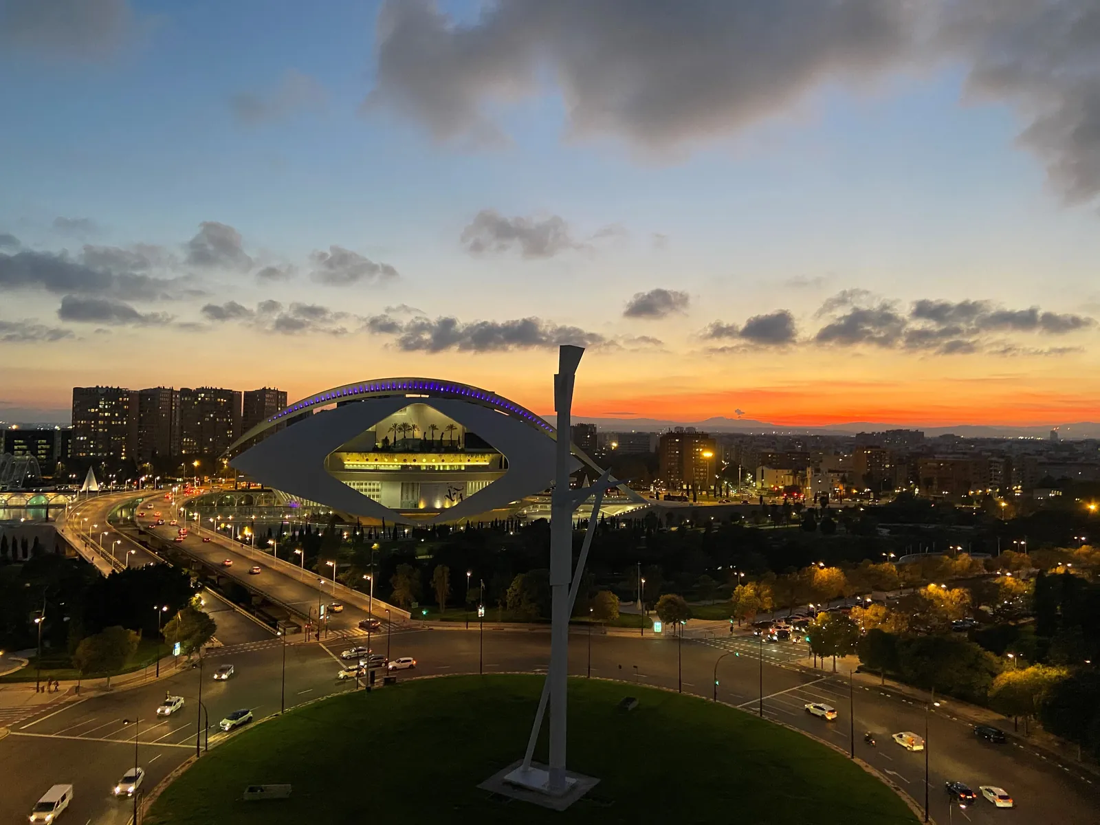 View of the City of Arts and Sciences from the 270 Grados terrace in Valencia