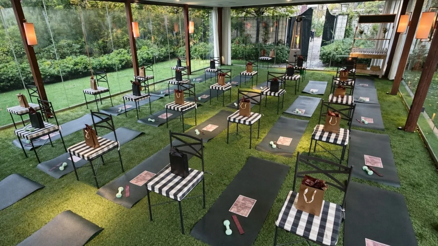 Outdoor area set up for an event at La Quinta de Illescas